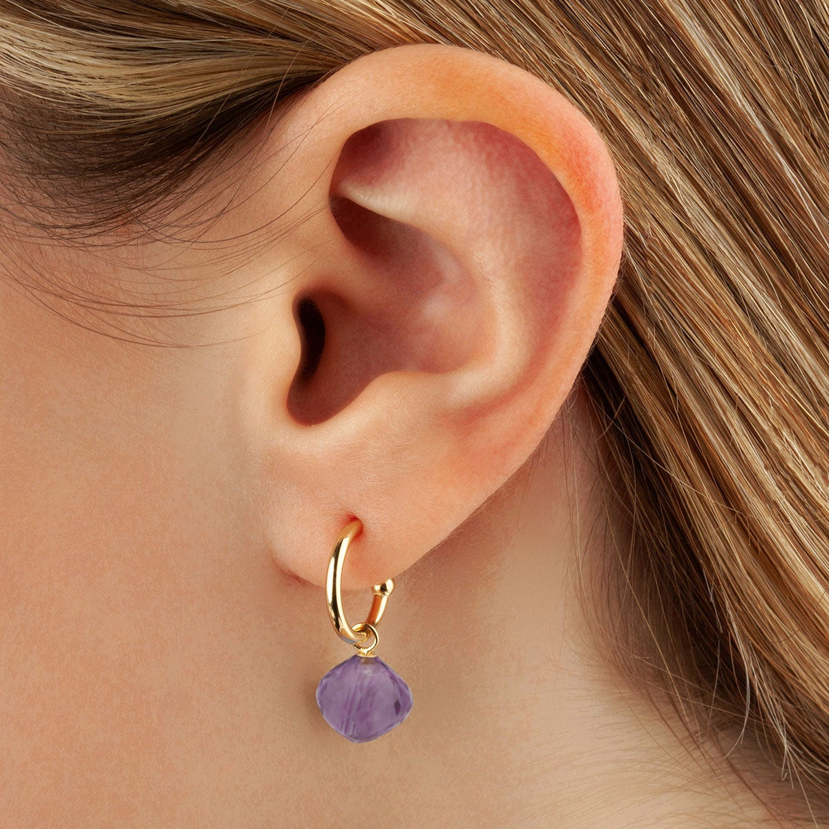 14kY Hoop w/ Amethyst 03/606AM