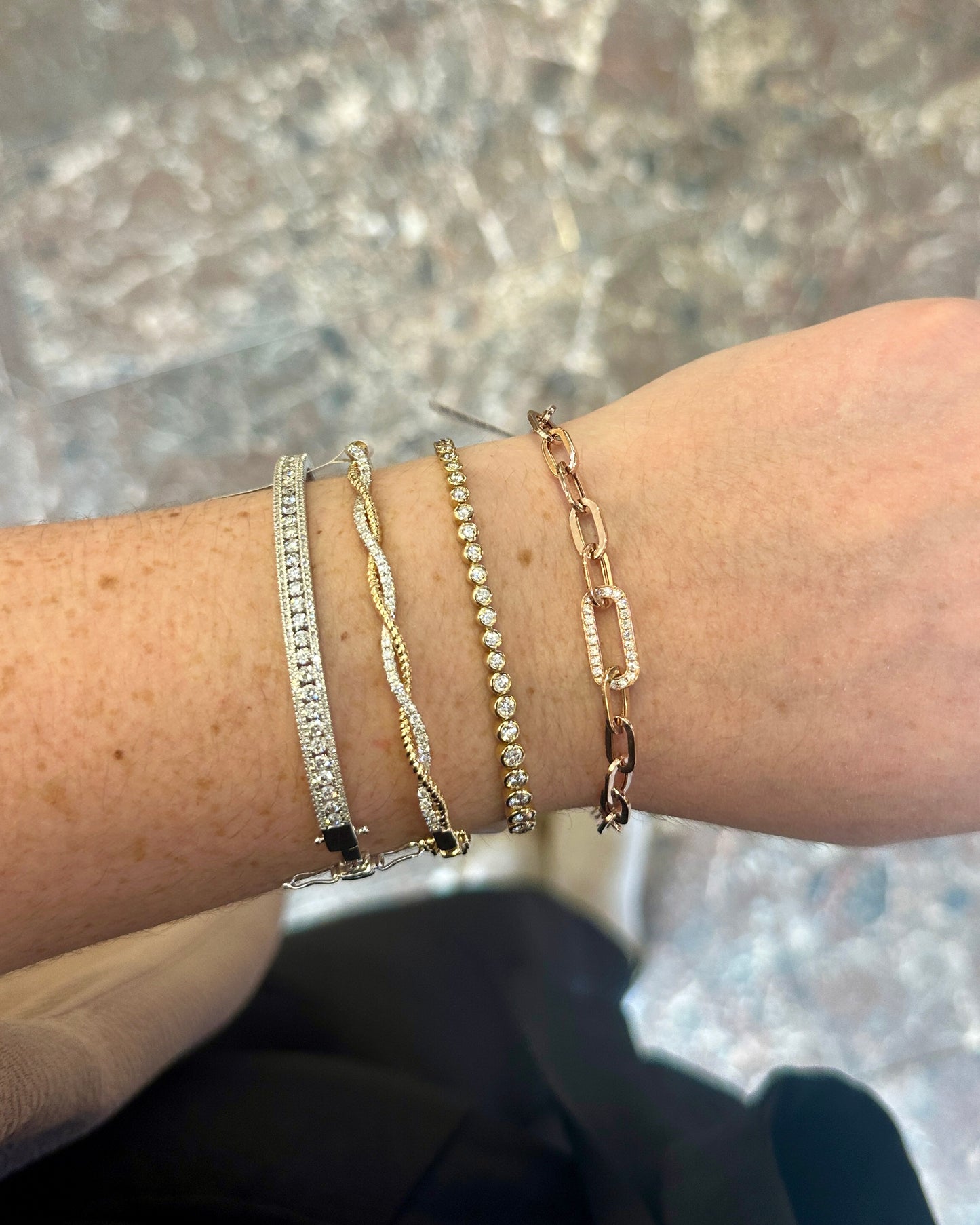 14kY .20ct Diamond Paper Clip Bracelet SC55022956