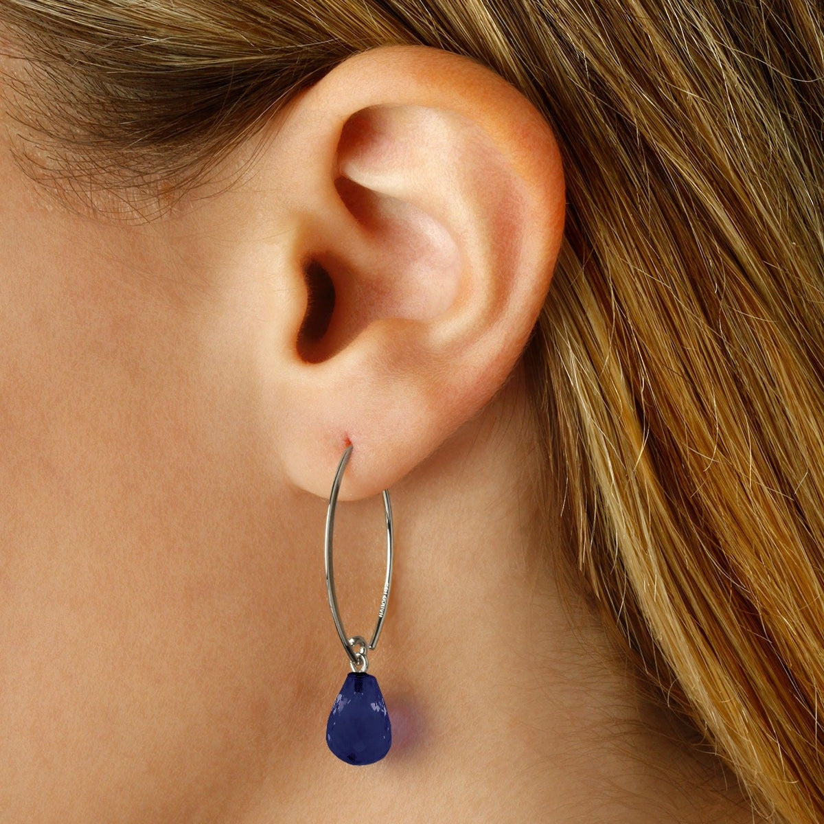 SS Sapphire Simple Sweep Earring 13462SA - SS
