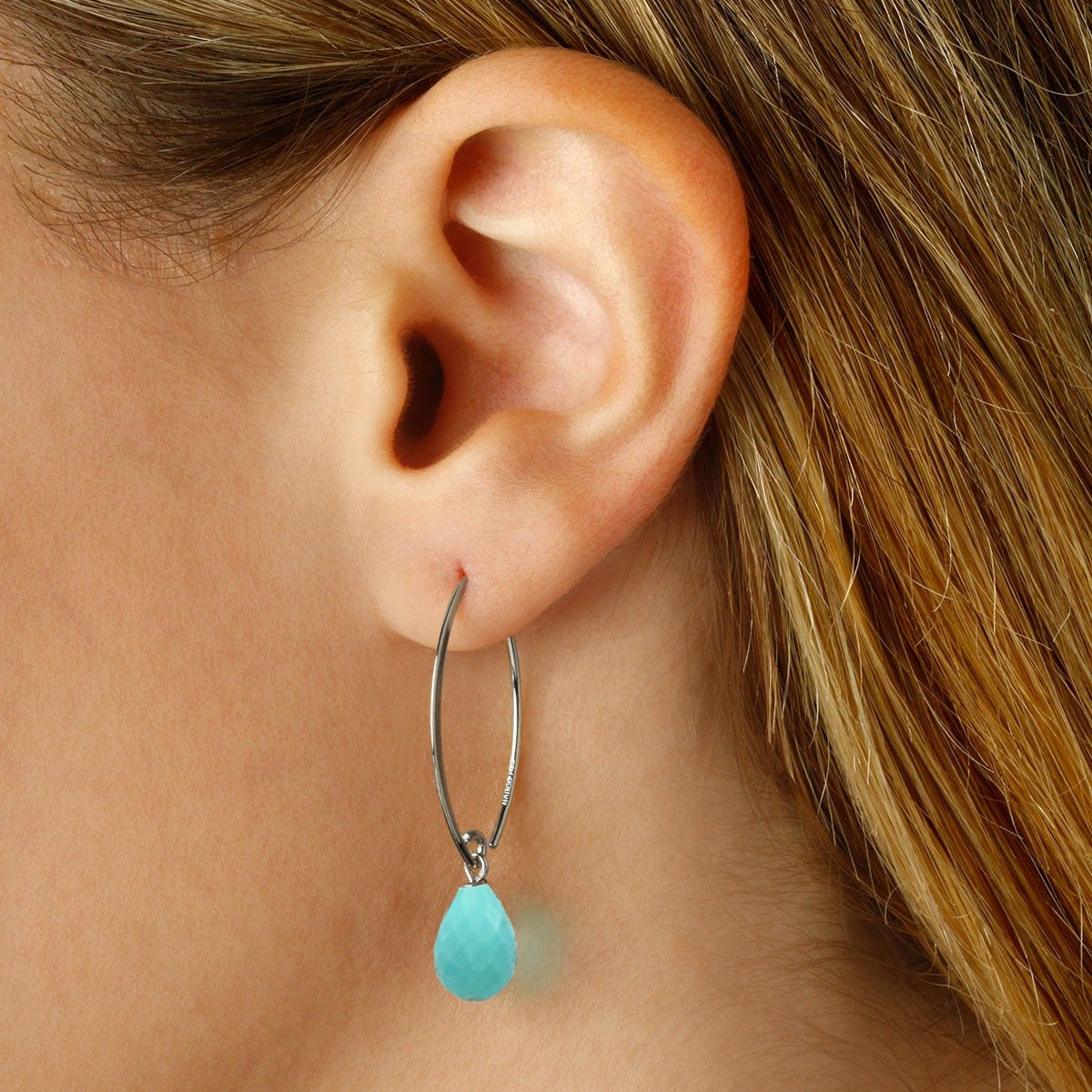 SS Turquoise Simple Sweep Earring 13462TQF-SS