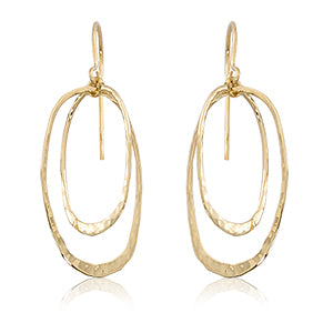 14kY Oval Hammered Earring 13592HAMMINI