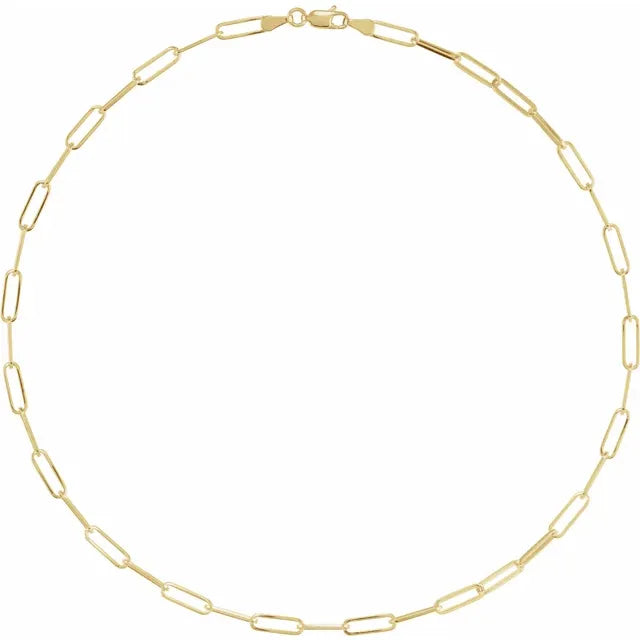14kY 3.85mm Paperclip Chain CH1095