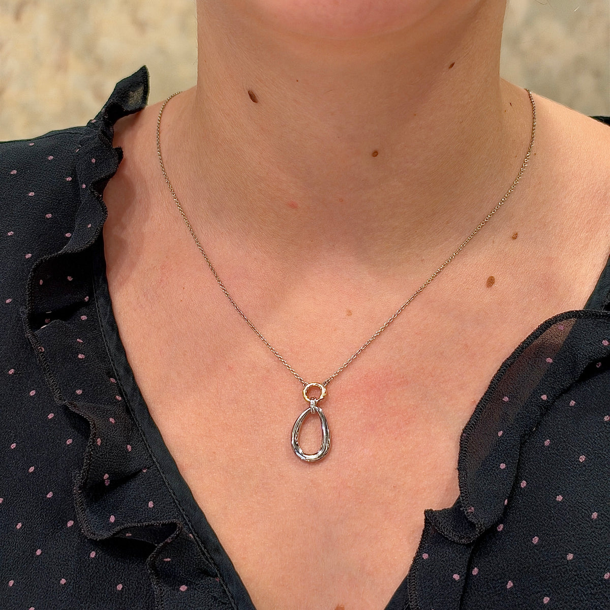 SS/18k Vermeil Double Drop Necklace CL20 - 8546/O