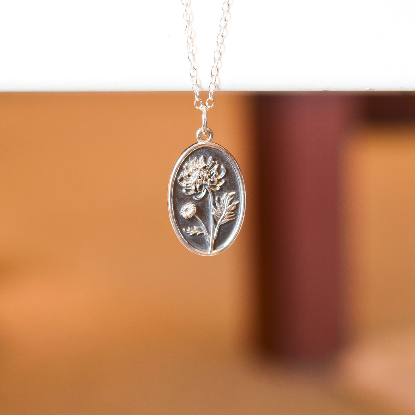 SS Chrysanthemum Flower Necklace 65906218 - 18.5"