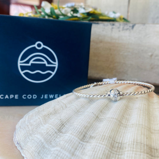 SS Twist CZ Bead Bracelet SB5466-70