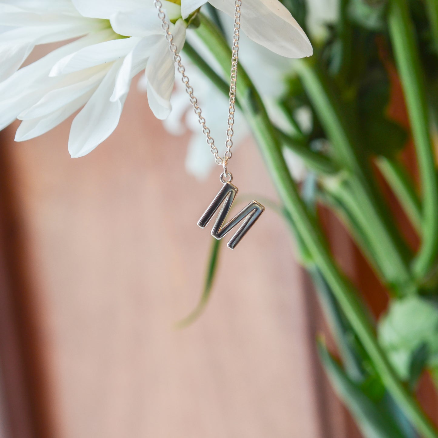 SS "M" Initial Necklace 87237-18