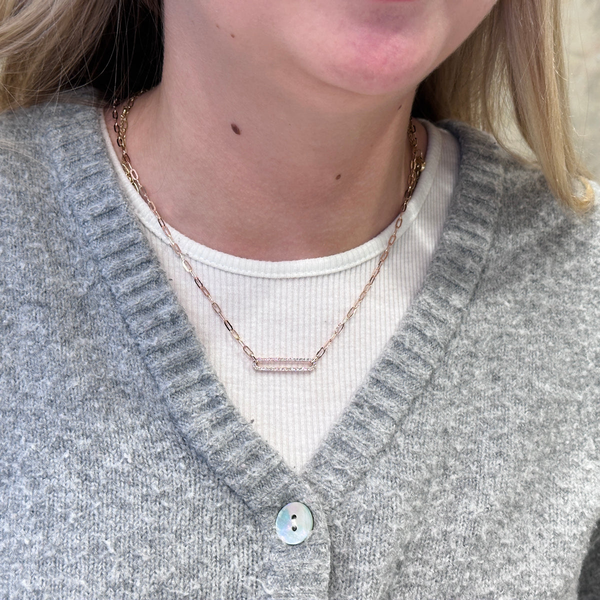 14kR .26cttw Diamond Paperclip Necklace SC55023561 - 18"