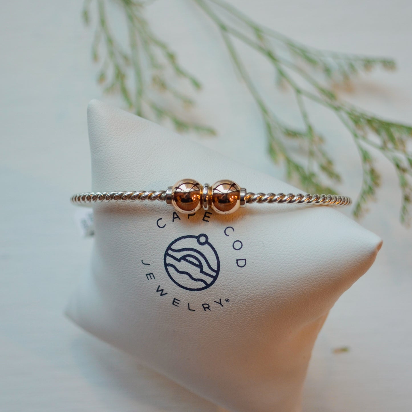 SS/RG Twist 2 Bead Bracelet RB5409-70