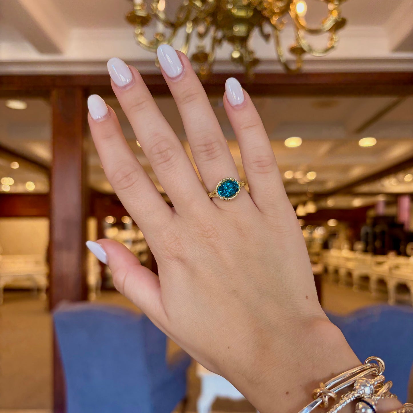 14kY London Blue Topaz Rope Ring RZ4304 - 6.5