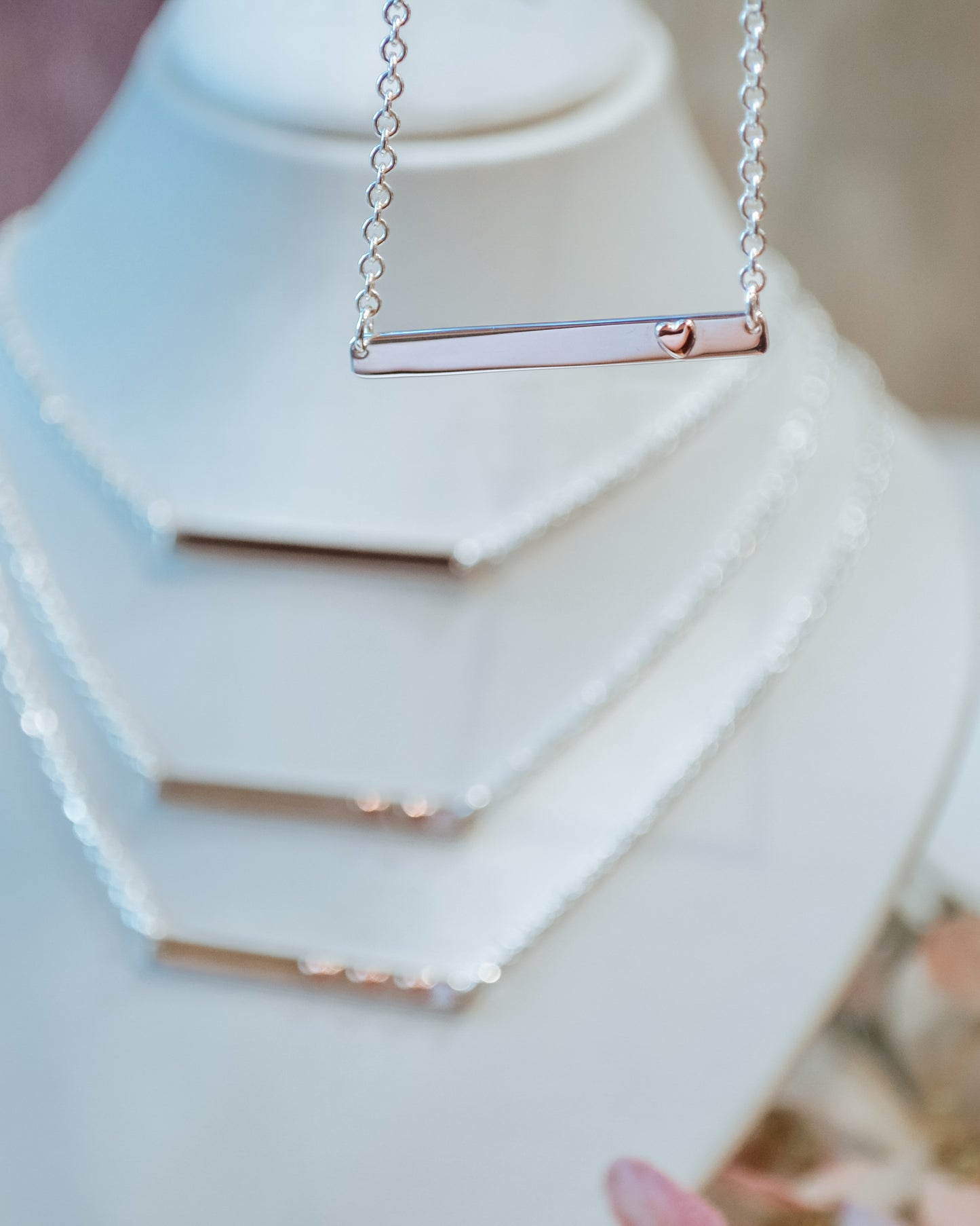 SS 1 Heart Bar Necklace NE16011HR