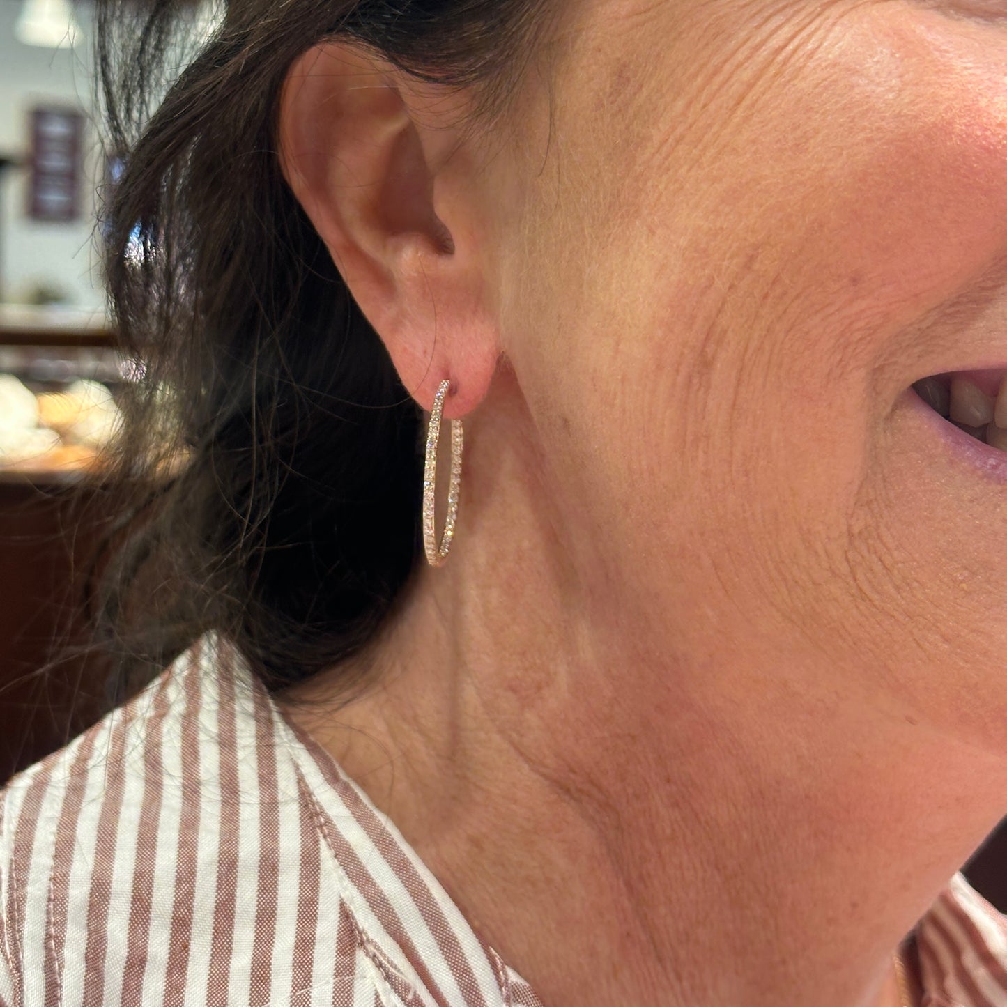 14kY .96cttw Diamond Hoop E0674