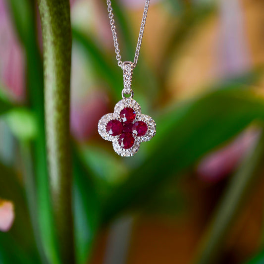 14kW .78ct Ruby .19cttw Dia Necklace GNL95TIW19RU