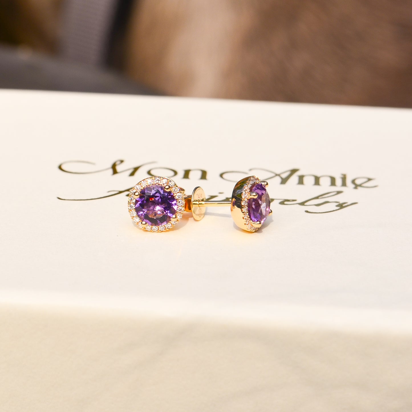 14kY 1.61cttw Amethyst .14cttw Diamond Stud SC55014115