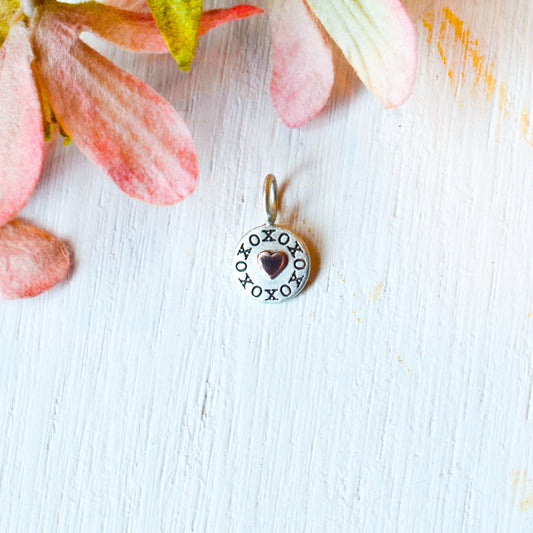 SS/RG Round XOXO Pendant