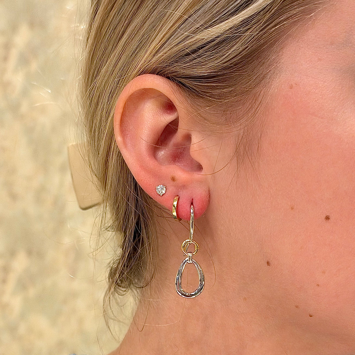SS/18k Vermeil Double Dangle Earring PE20 - 8546/O