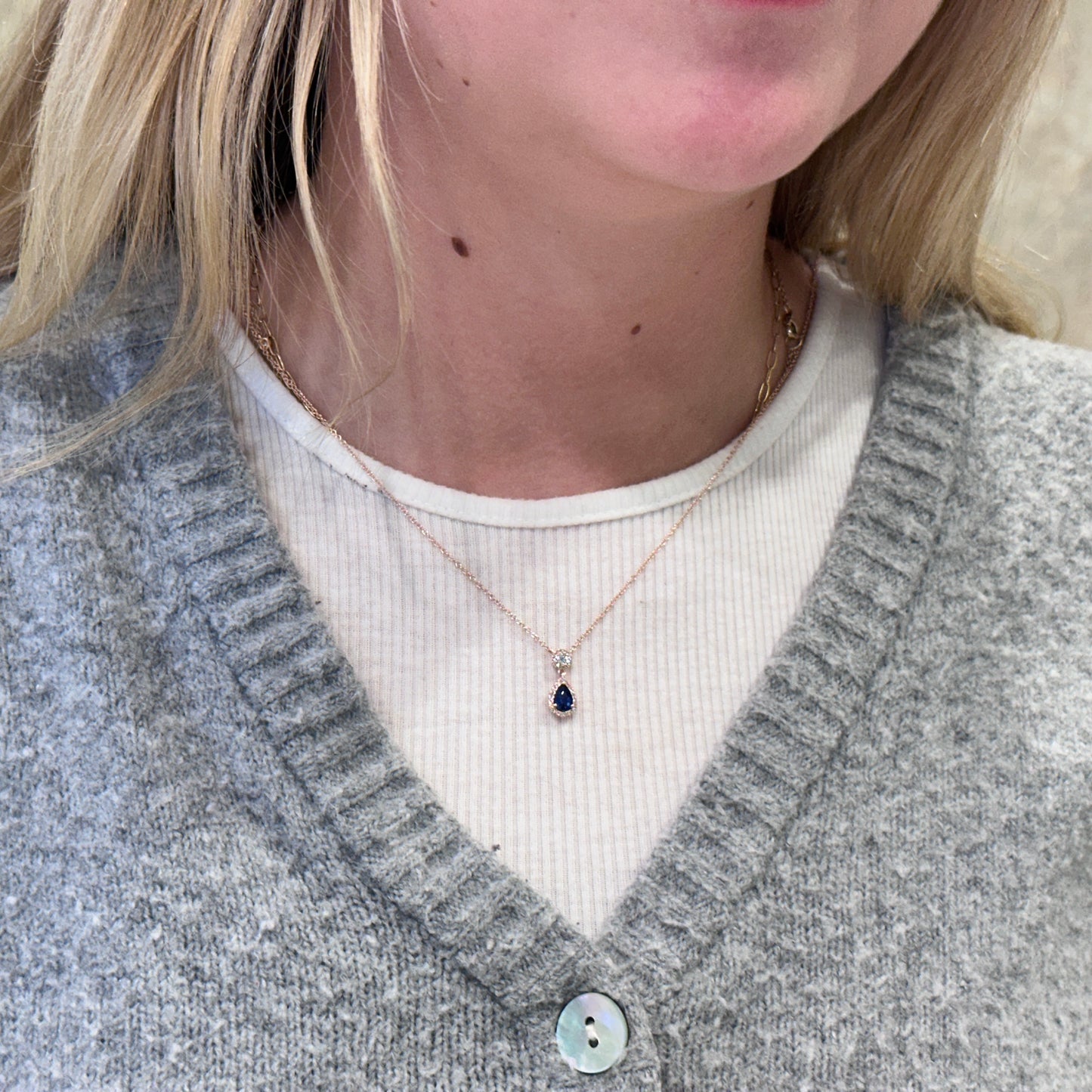 14kR .58ct Sapphire .16cttw Dia Necklace SC55008589