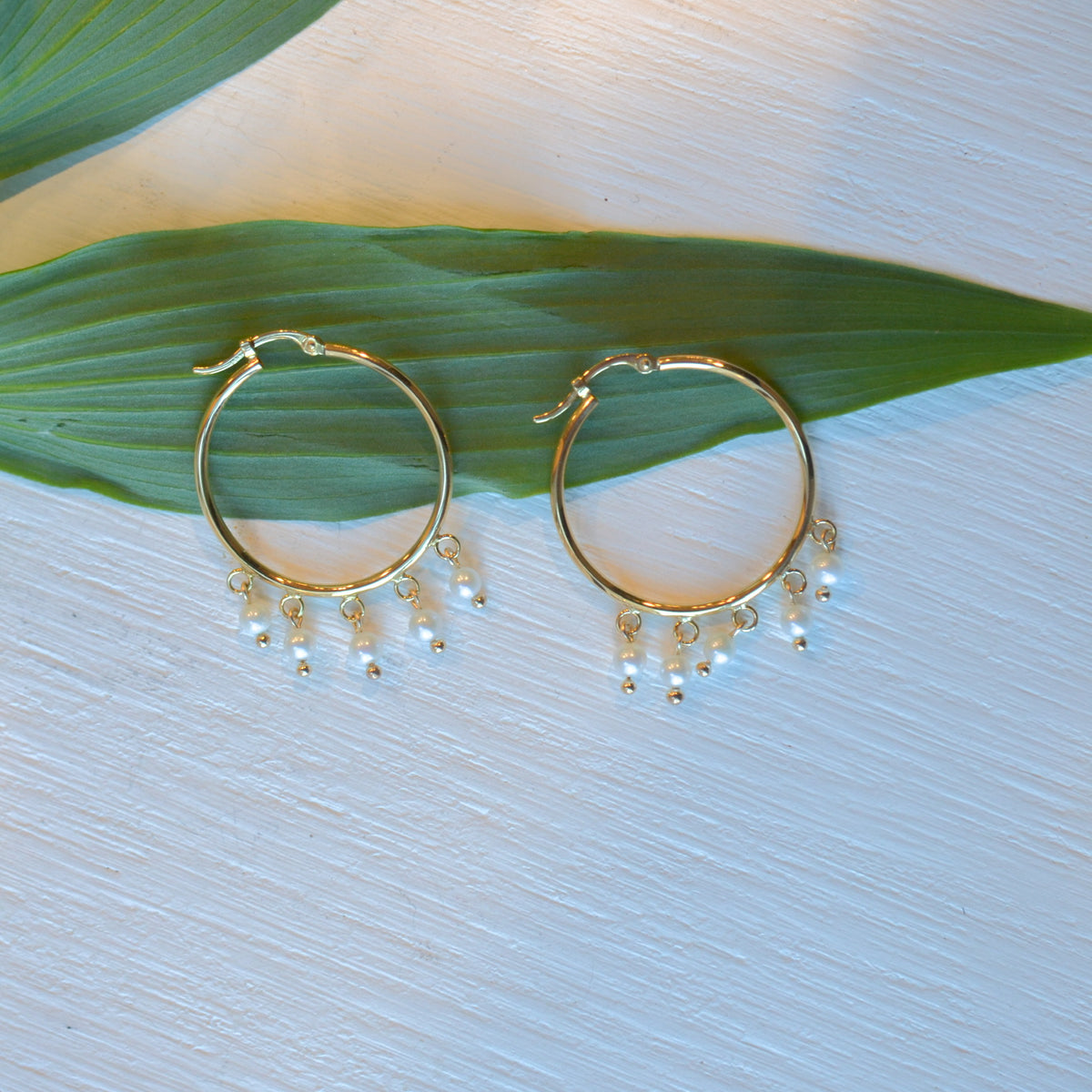 14kY 3mm Pearl Drop Hoop 03/398