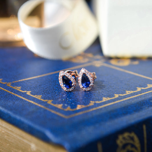14kR .57cttw Sapphire .11cttw Diamond Stud SC55008592