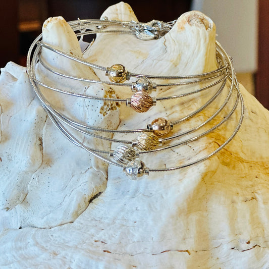 SS CZ Bead Omega Anklet SA5462-O