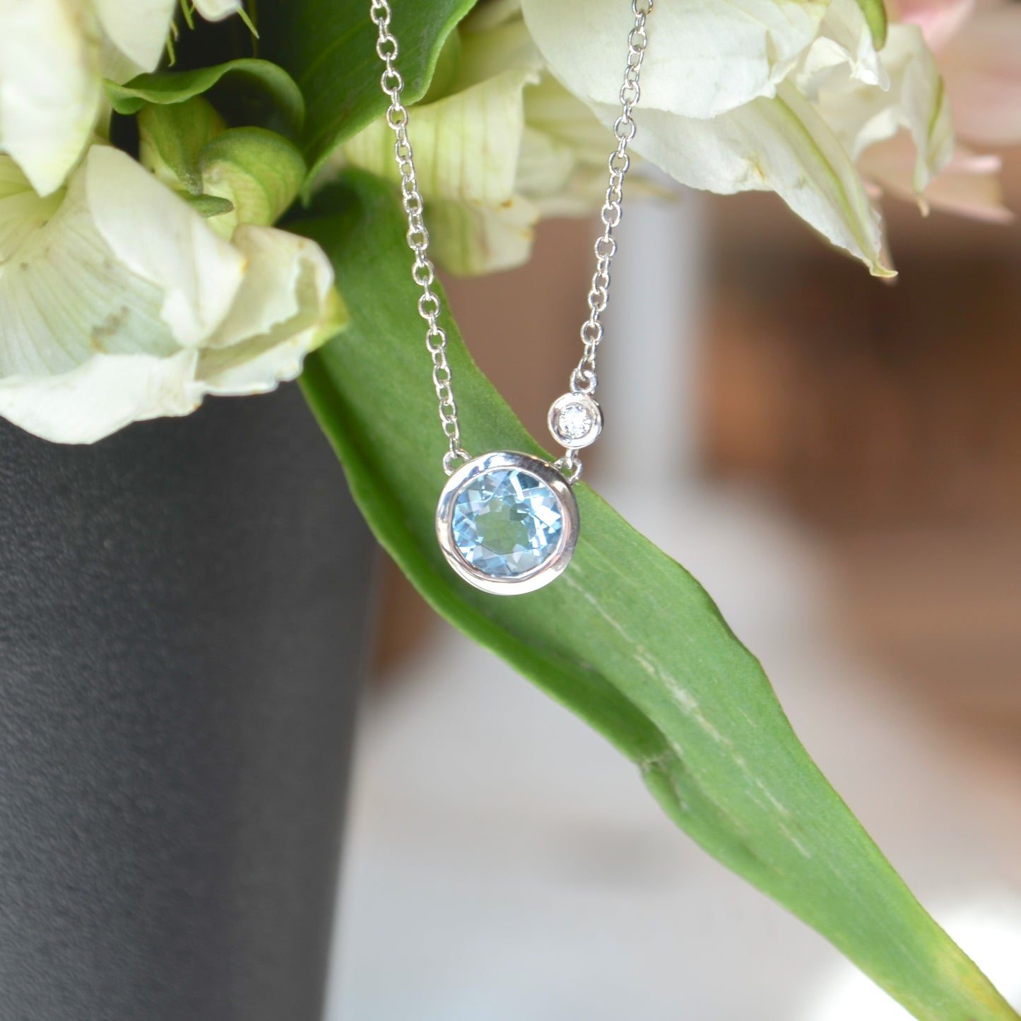 SS .97ct Swiss BT & .02ct Diamond Necklace NK5241SV5BT-17.5"