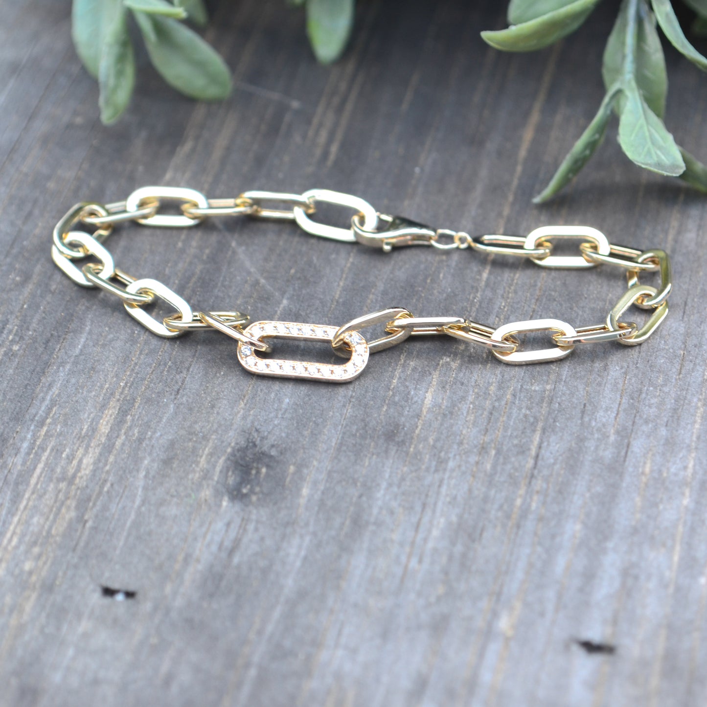 14kY .20cttw Diamond Paper Clip Bracelet SC55022956-7