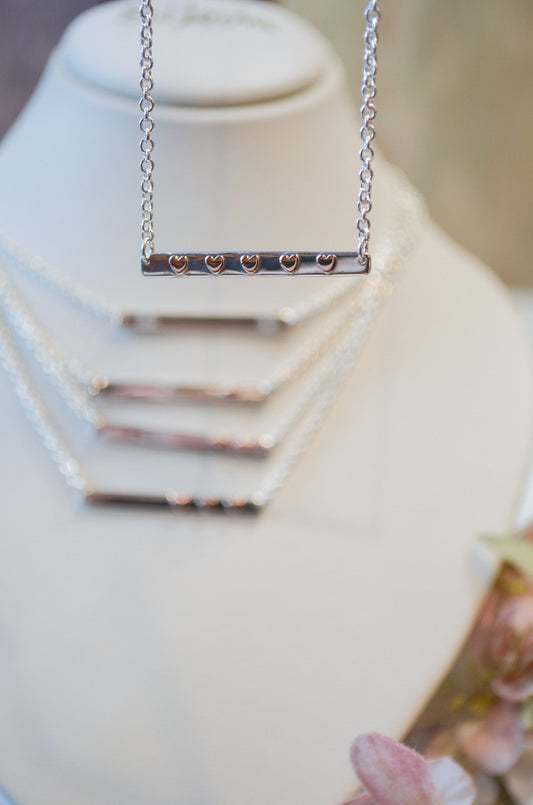 SS 5 Heart Bar Necklace NE16011HR5