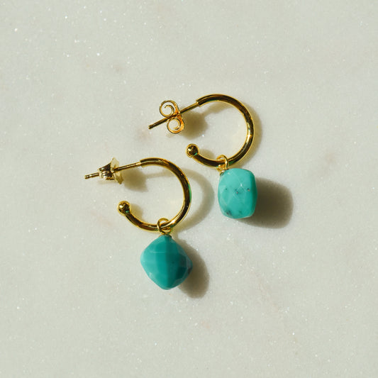 14kY Turquoise Drop Hoop 03/606TQ
