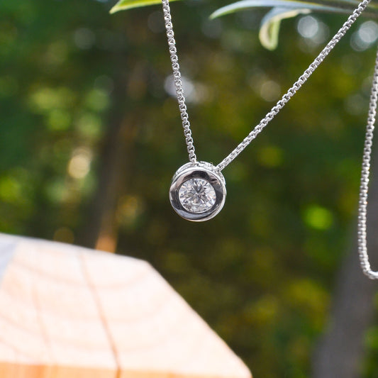 SS 6mm CZ Bezel Necklace SNJ48TLCZ - 18"
