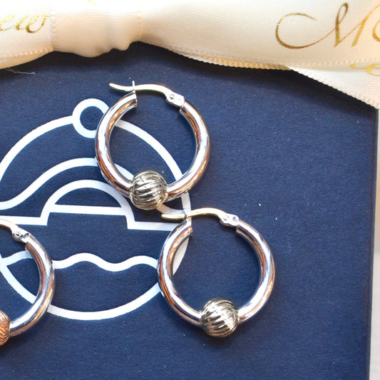 SS 20mm Swirl Bead Hoop SE5460