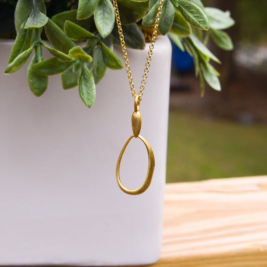 18k Vermeil Satin Oval Drop Necklace CG120-51/OM