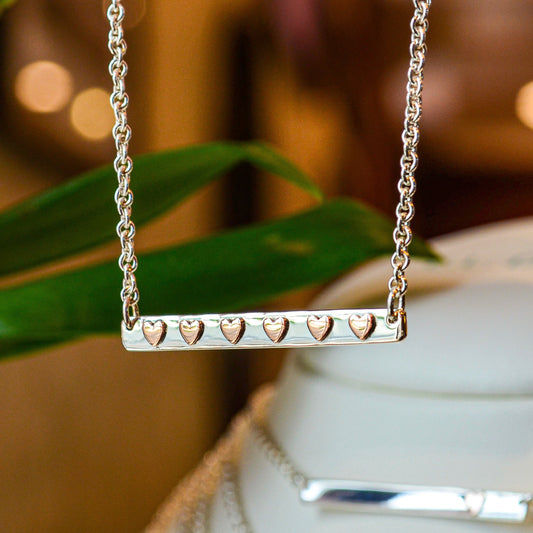 SS 6 Heart Bar Necklace NE16011HR6