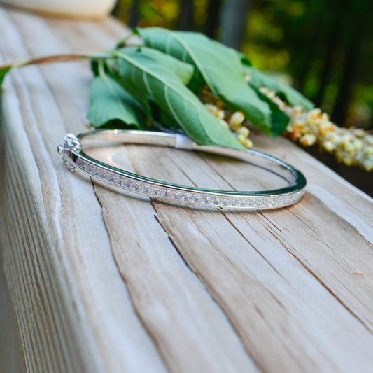 SS CZ Hinged Bangle Bracelet SG280TLCZ