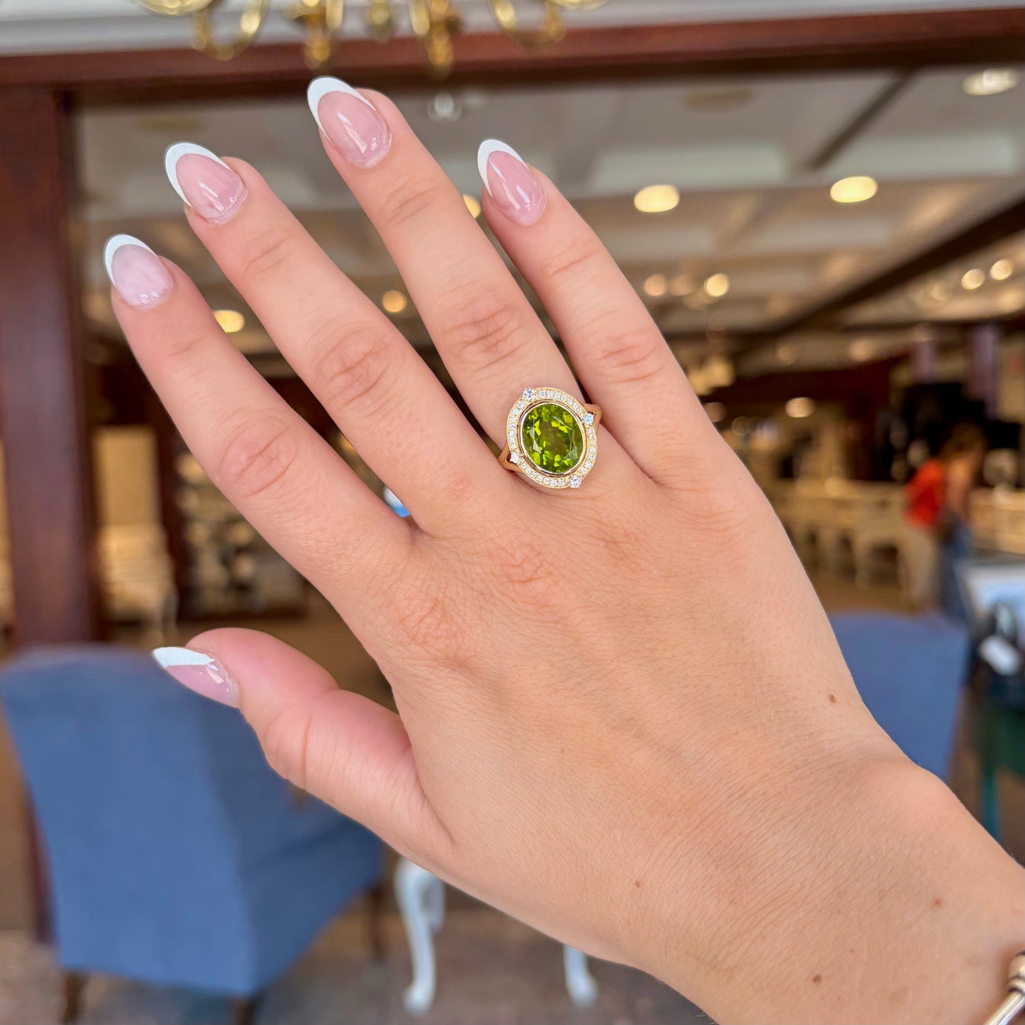 14kY 4.92ct Peridot .30cttw Diamond Ring TRQ7650NPE - 6.5