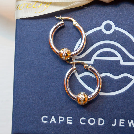 SS/YG 20mm .38ct Diamond Hoop ZE5634