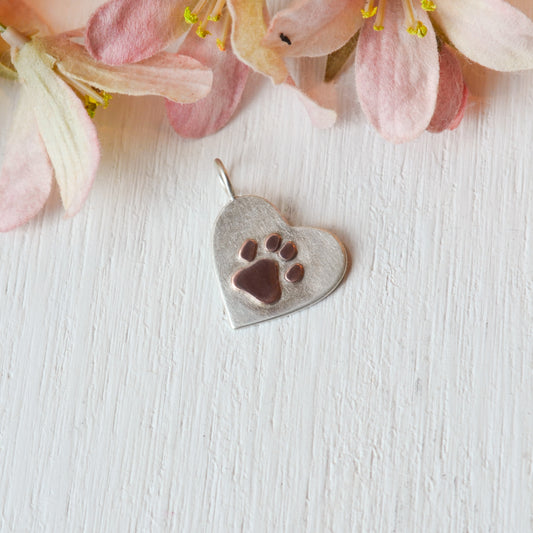 SS/RG Heart Pawprint Pendant