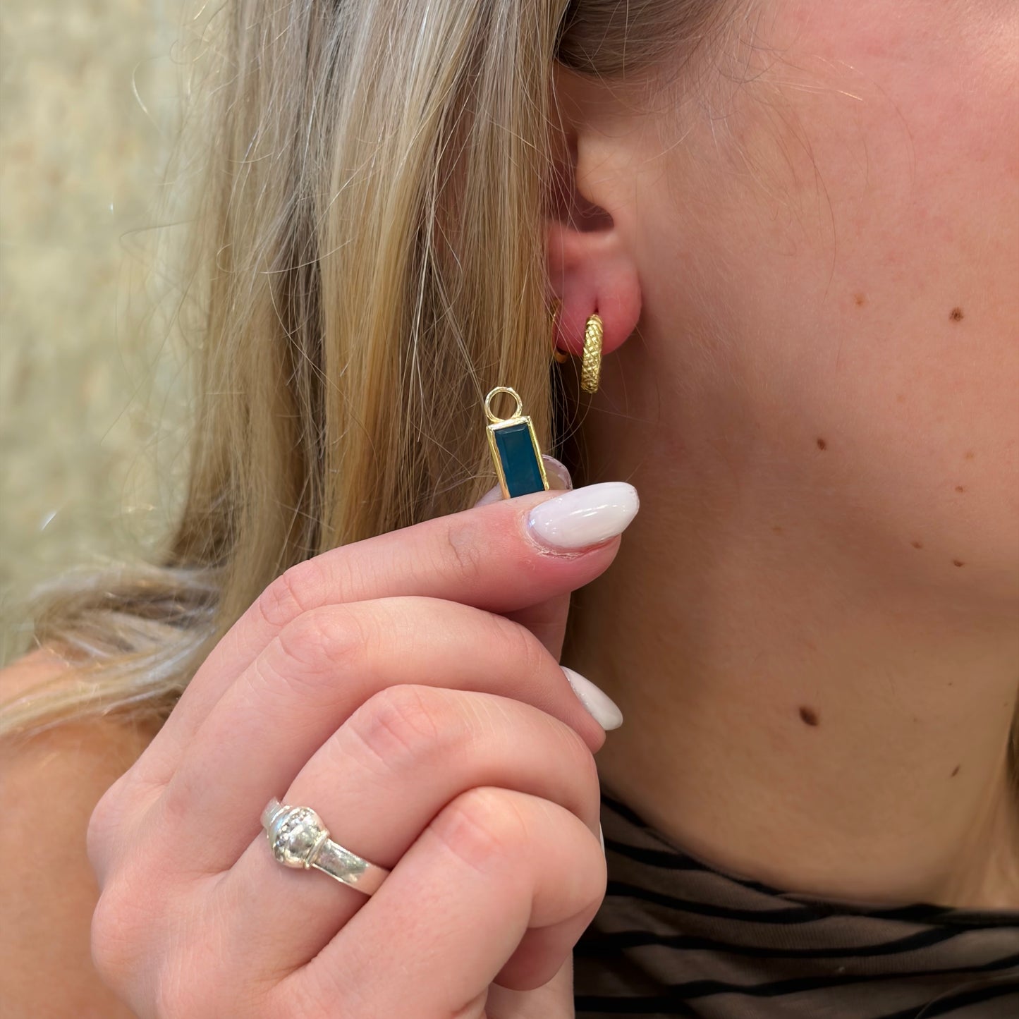18k Vermeil Apatite Hoop Dangle PE129- 3283/APO