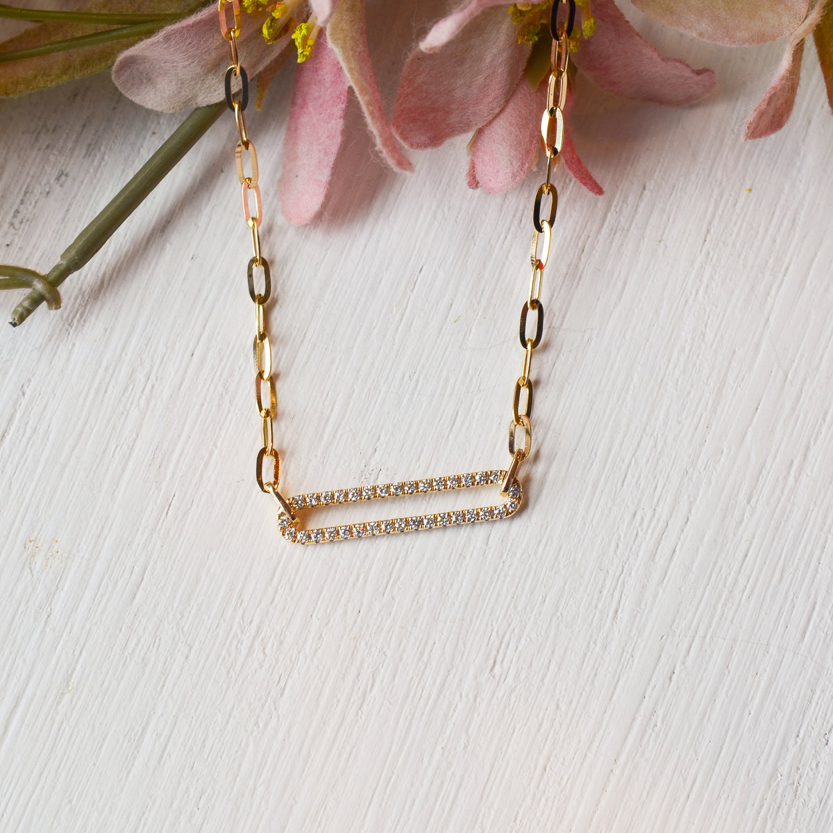 14kY .26cttw Diamond Paperclip Necklace SC55023560 - 18"