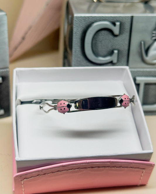 SS Adjustable Pink Ladybug Bracelet .982