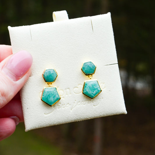 18k Vermeil Amazonite Geometric Earring PE129-3296/AZO