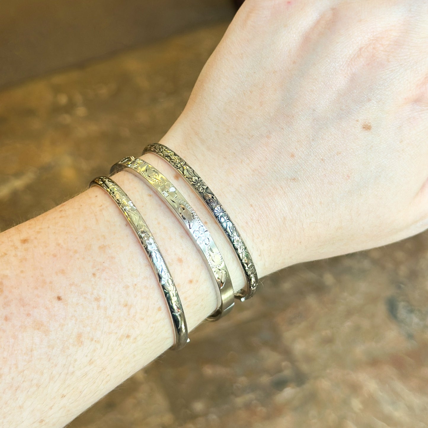SS Antiqued Floral Bracelet PM255
