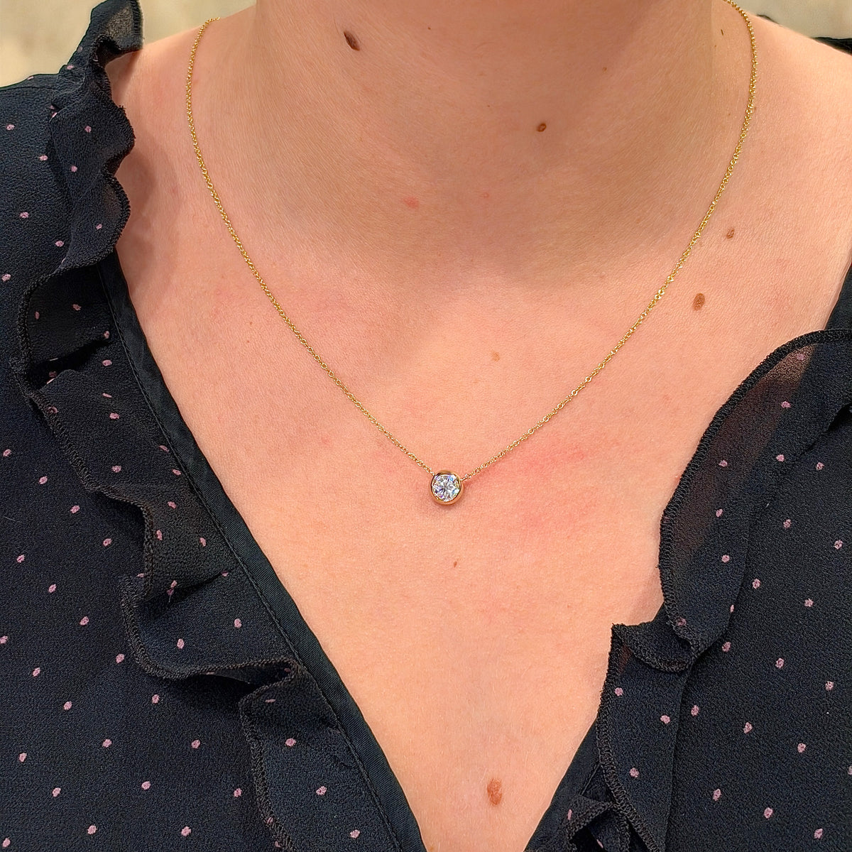 14kY .50ct Diamond Bezel Necklace CU55002282