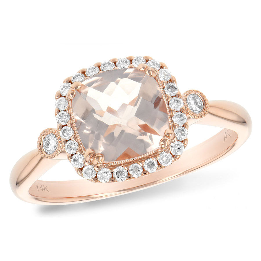 14kR 1.10ct Morganite .16ct Diamond D5408
