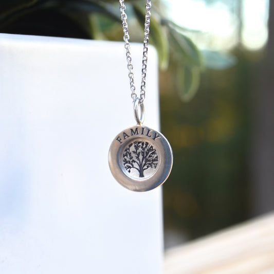 SS Rimmed Tree of Life Pendant - 16mm