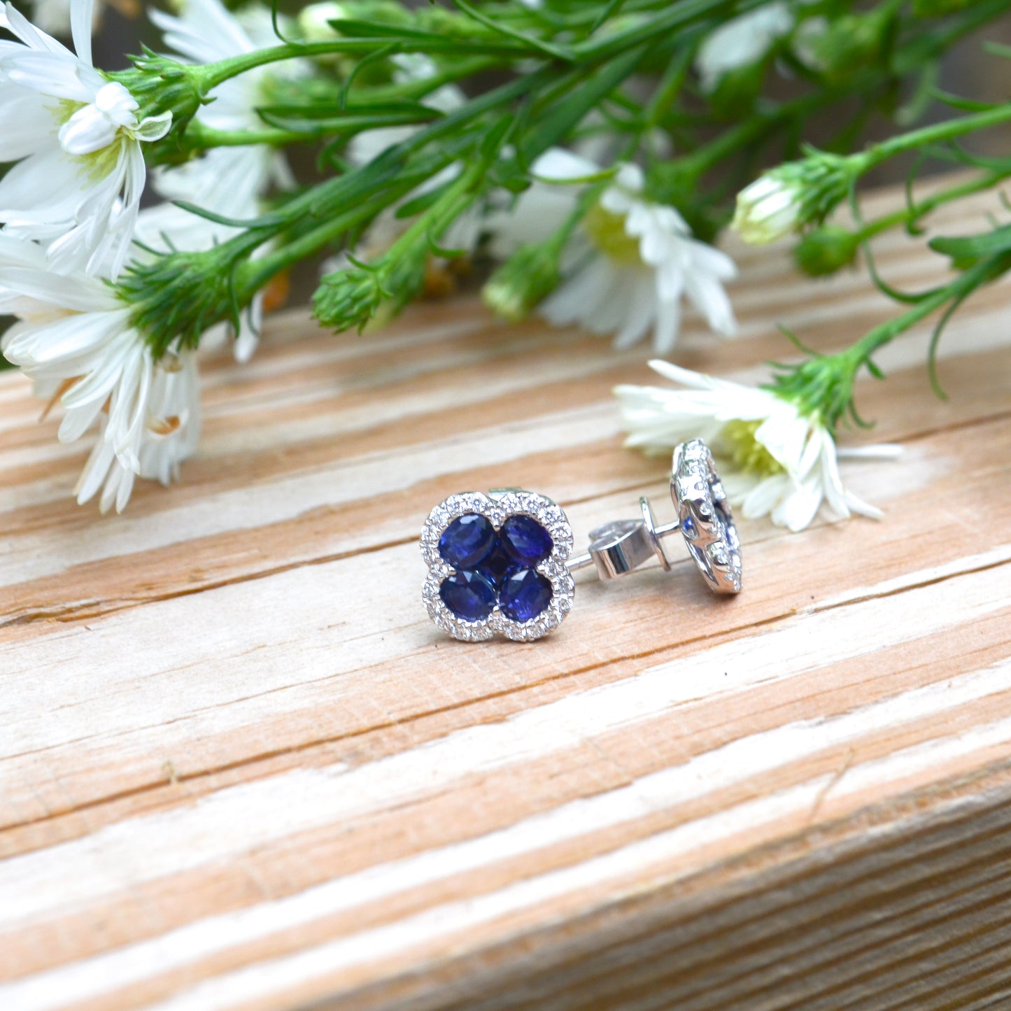 14kW 2.31cttw Blue Sapphire .33cttw Diamond Stud SC41002223