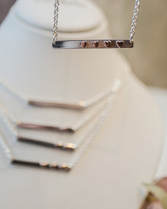 SS 4 Heart Bar Necklace NE16011HR4