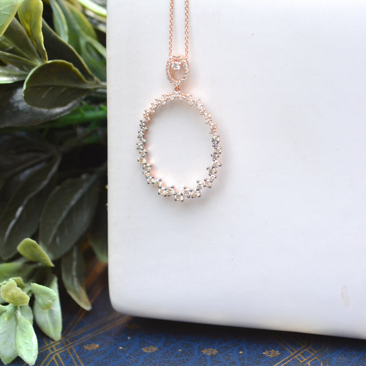 14kR .91cttw White & Champagne Diamond Necklace COR36213712