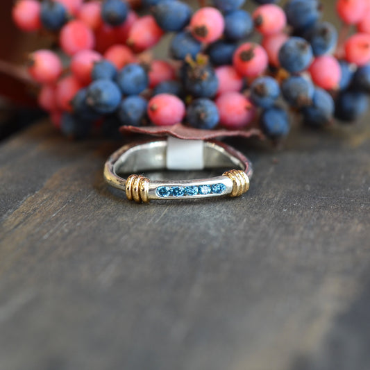 SS/YG .10ct Blue Dia Signature Ring RI16640BLD-7