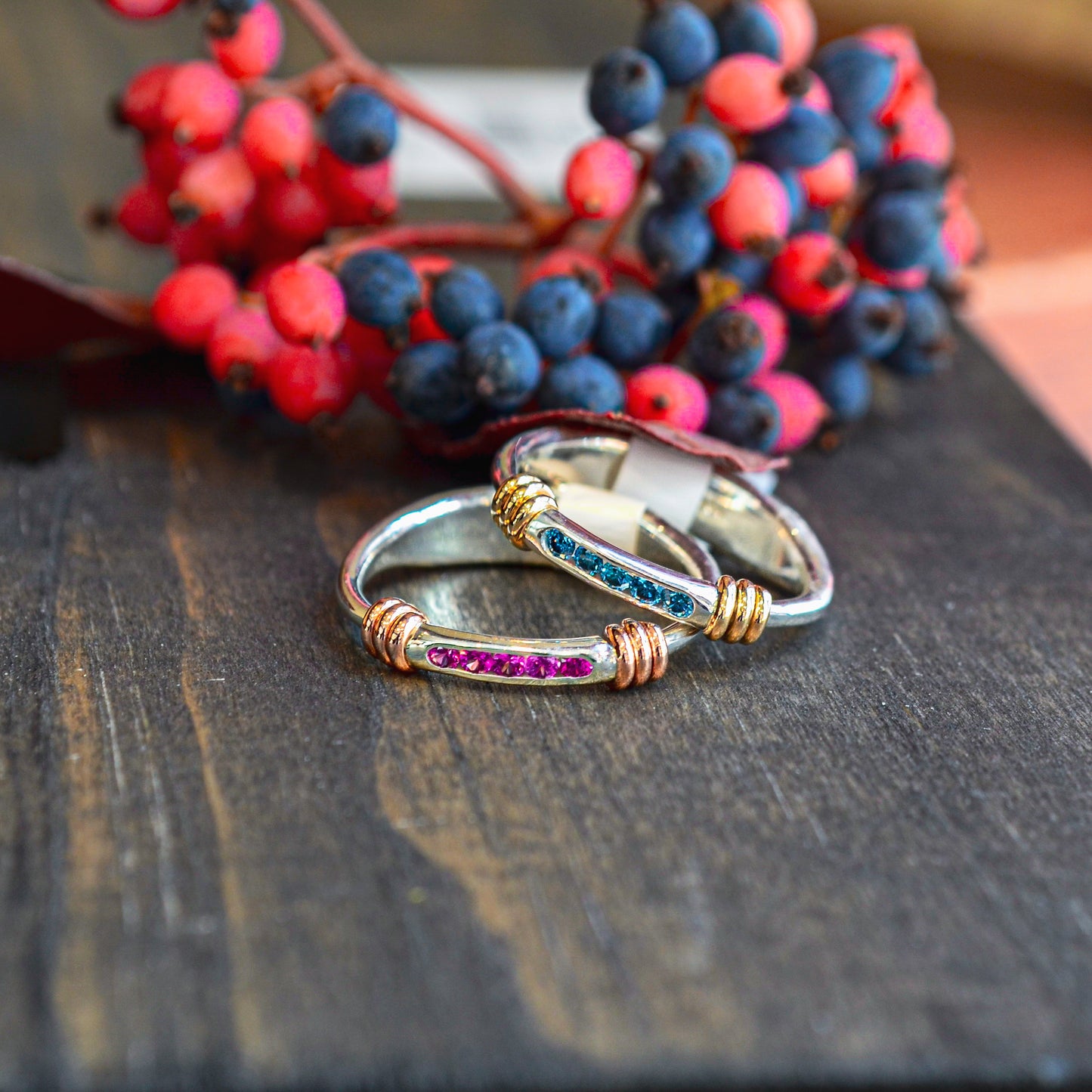 SS/YG .10ct Blue Dia Signature Ring RI16640BLD-7