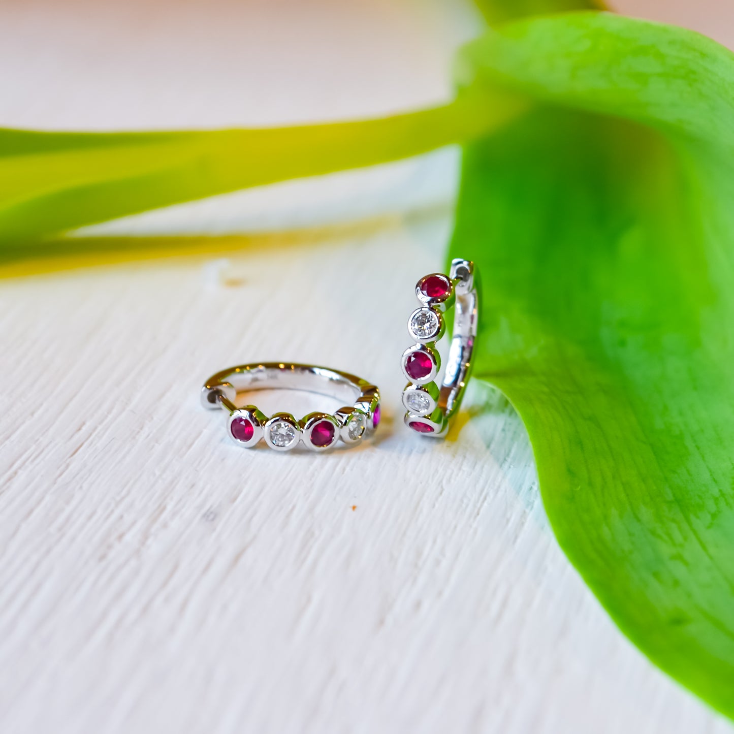 14kW .48ct Ruby .16ct Dia Huggie SC55026666