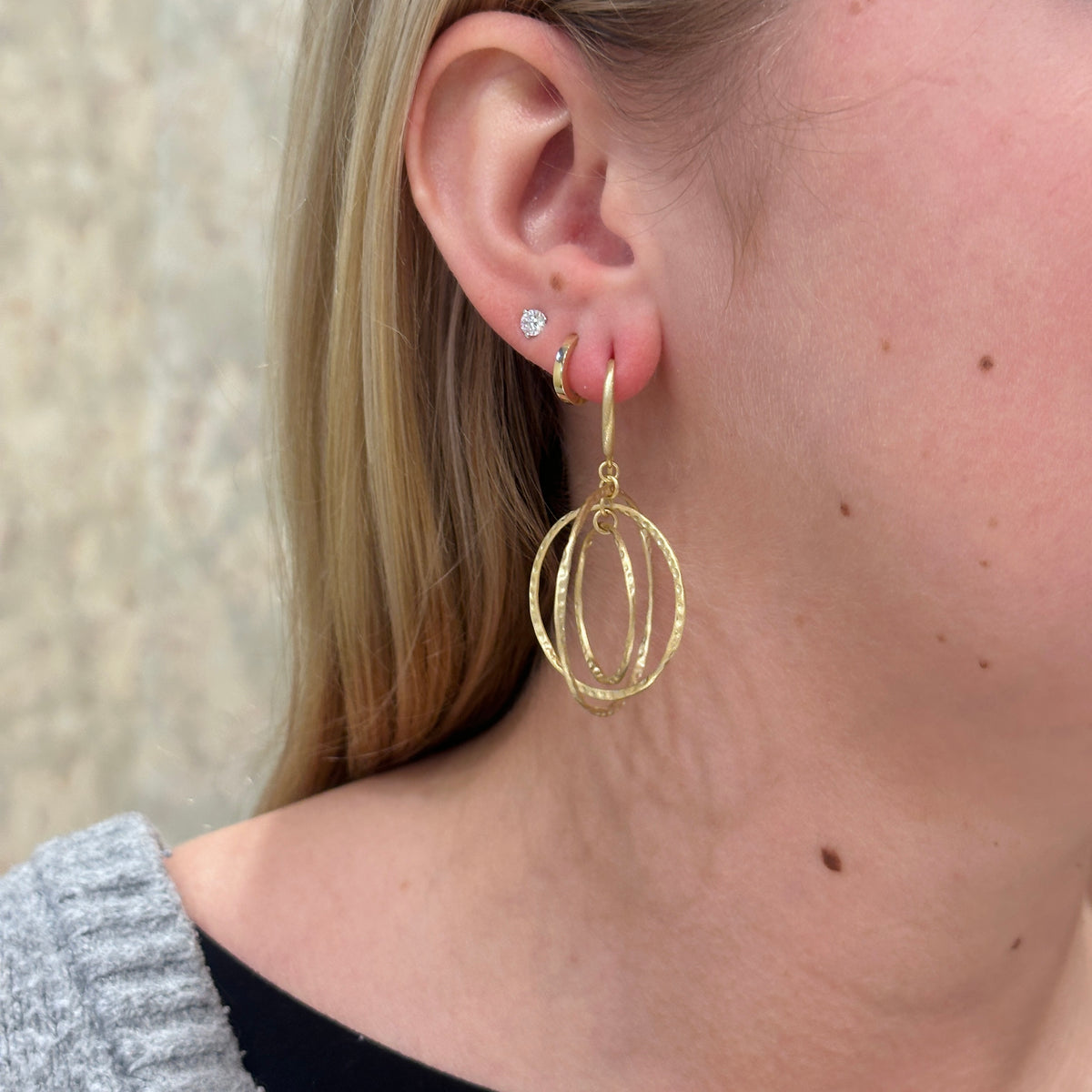18k Vermeil Interlocked Circle Dangle PE20 - 459/O